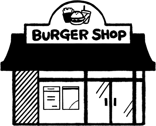 ハンバーガーショップのイラスト素材 ゼロサンイラストレーション